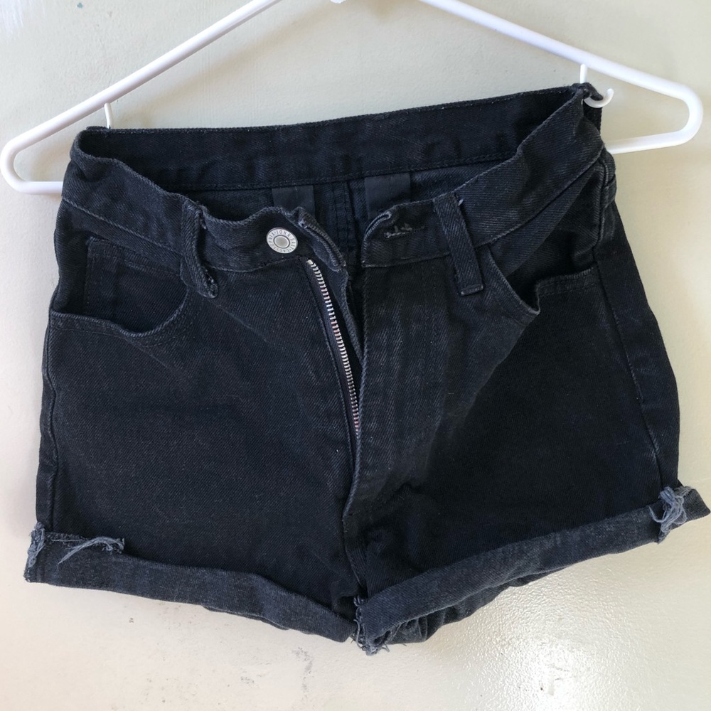 high waisted black ripped shorts